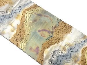 アンティーク　服部織物製　こはく錦霞模様織出し袋帯（材料）